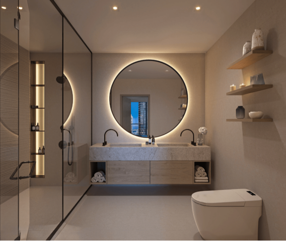 Bathroom at One Twenty Brickell Residences